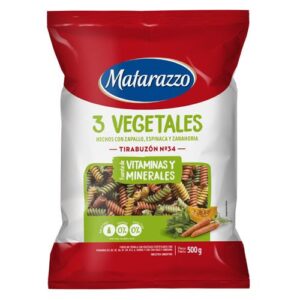Fideo matarazzo tirabuzon 3 vegetales