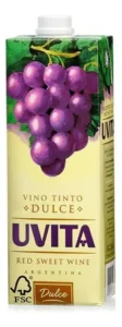 Vino tinto dulce  uvita carton 1 lt